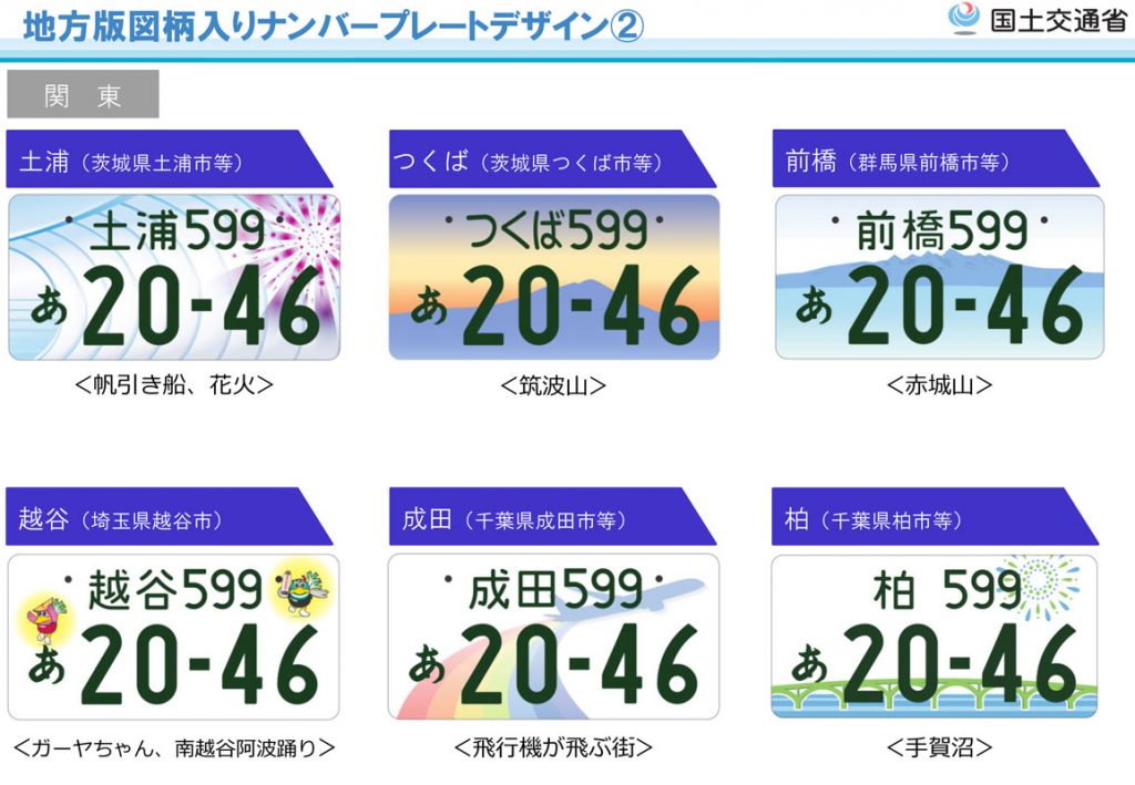 第1弾 地方版図柄入りナンバープレート（土浦、つくば、前橋、越谷、成田、柏）