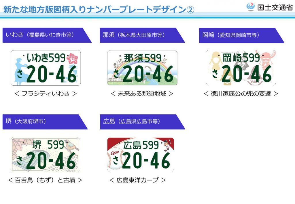 第3弾 地方版図柄入りナンバープレート（いわき、那須、岡崎、堺、広島）